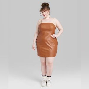 knee length dresses for ladies Helmut Lang 90s Leather Tunic Dress main image 0